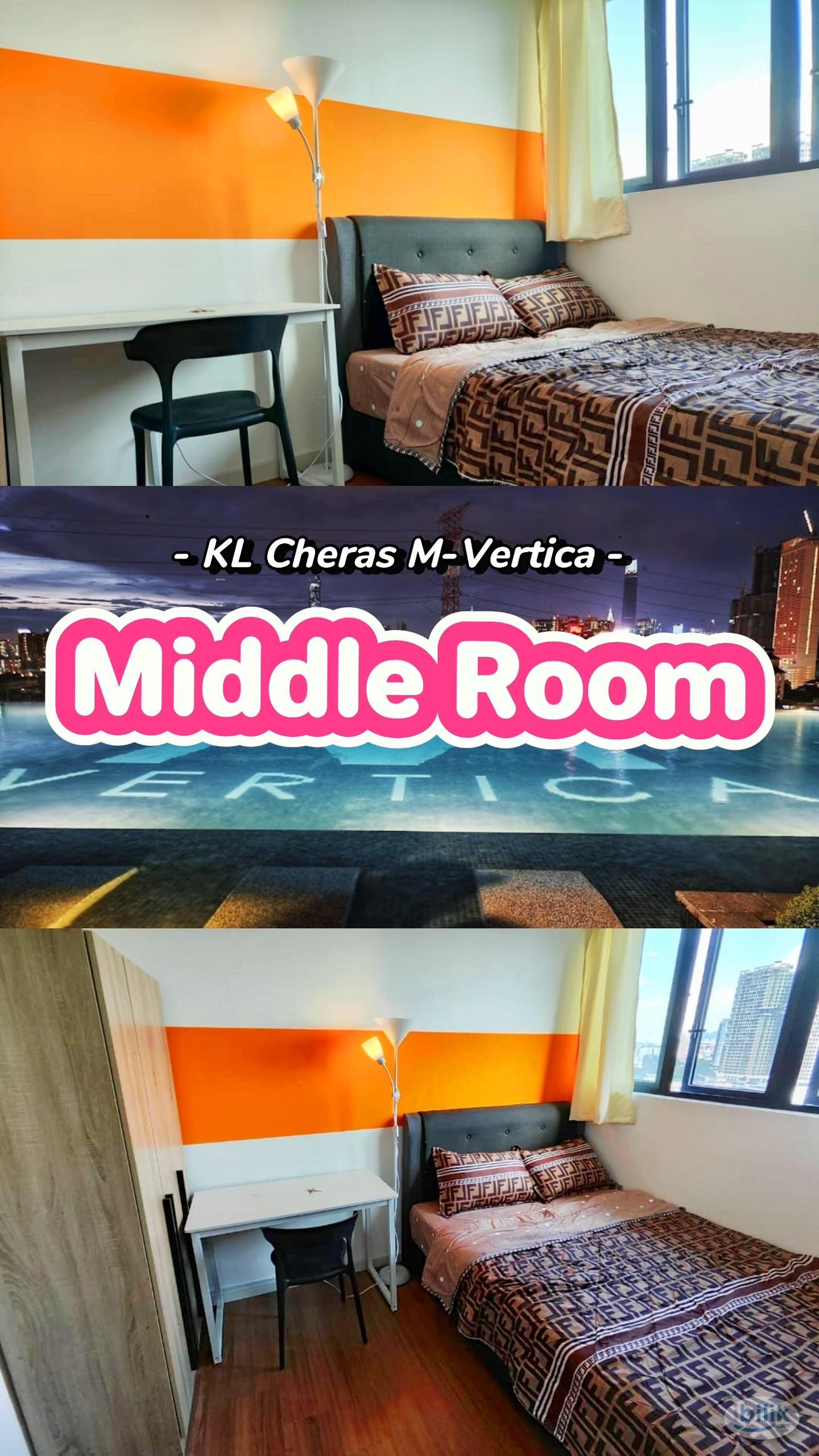 (华人)🚶🏻‍♀️Cheras MRT Middle Room at Mvertica KL Cheras, Kuala Lumpur (10mins to MRT Maluri) - Image 1