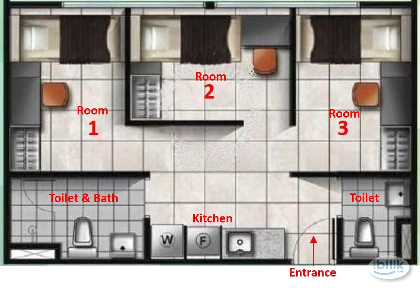 [ KEMASUKAN SEGERA-PEREMPUAN MELAYU SHJ ] Fully Furnish Room, RM500/mnth include bills. - Image 4