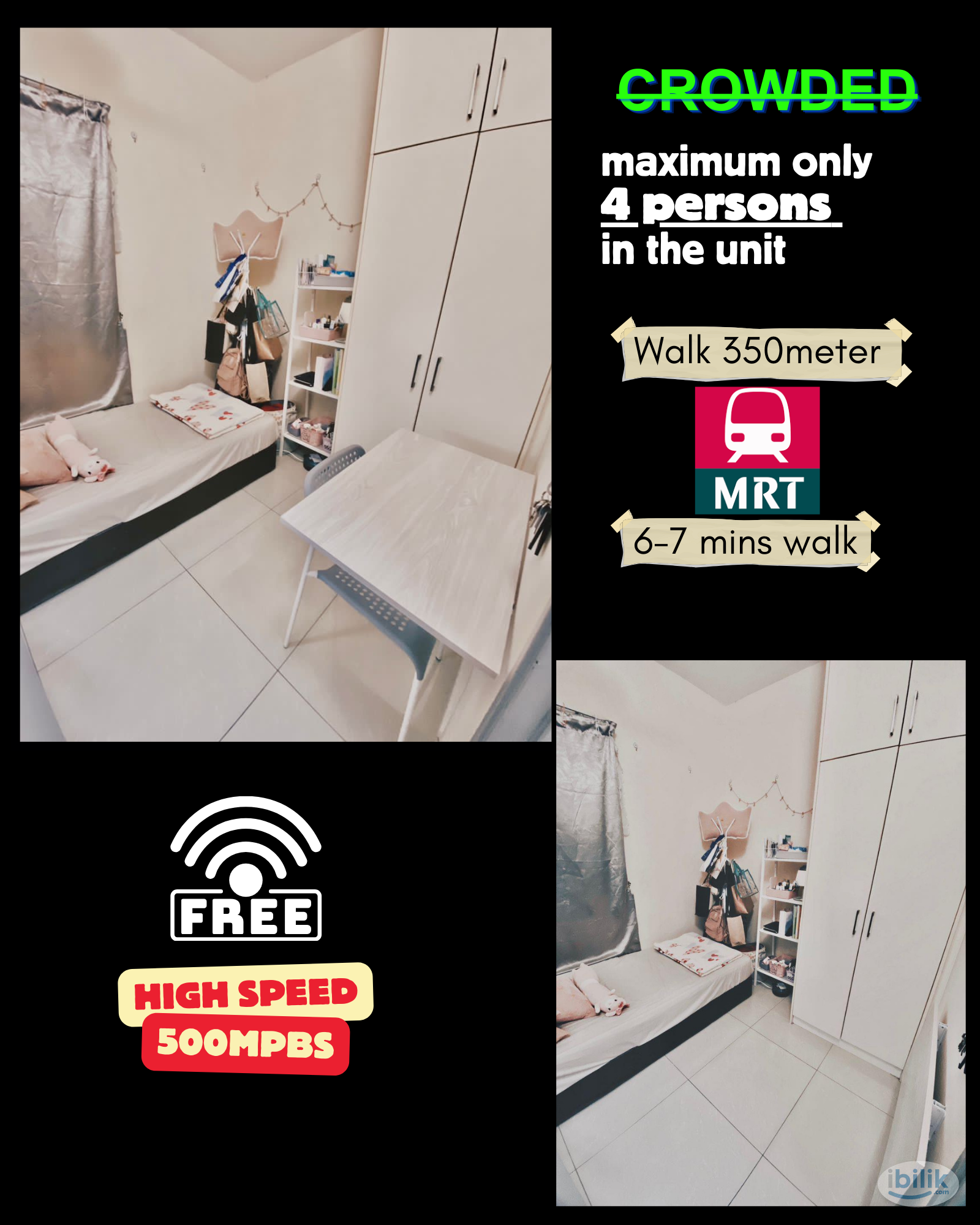 room with high speed Wi-Fi & Cuckoo water filter, can rent car park - Image 1