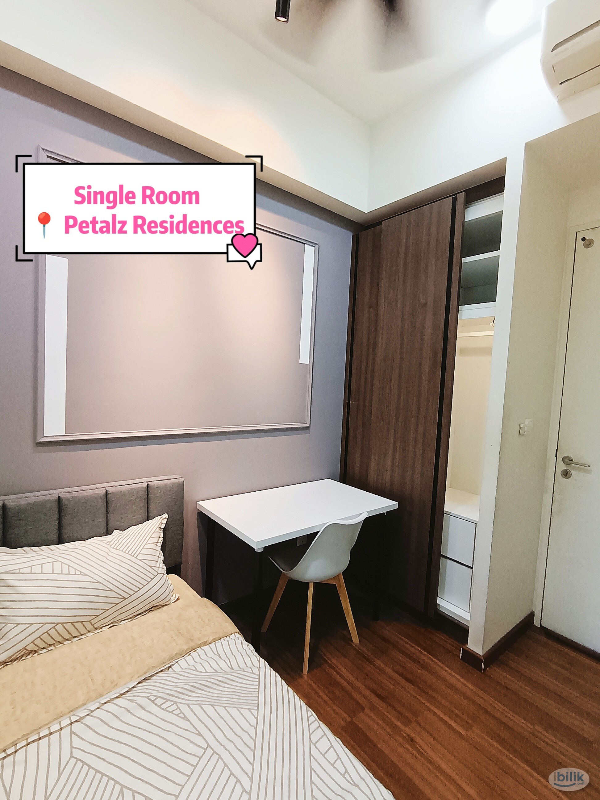 Petalz Residence | Single Room with Big Wardrobe | Have Window | Prime Location - Image 2