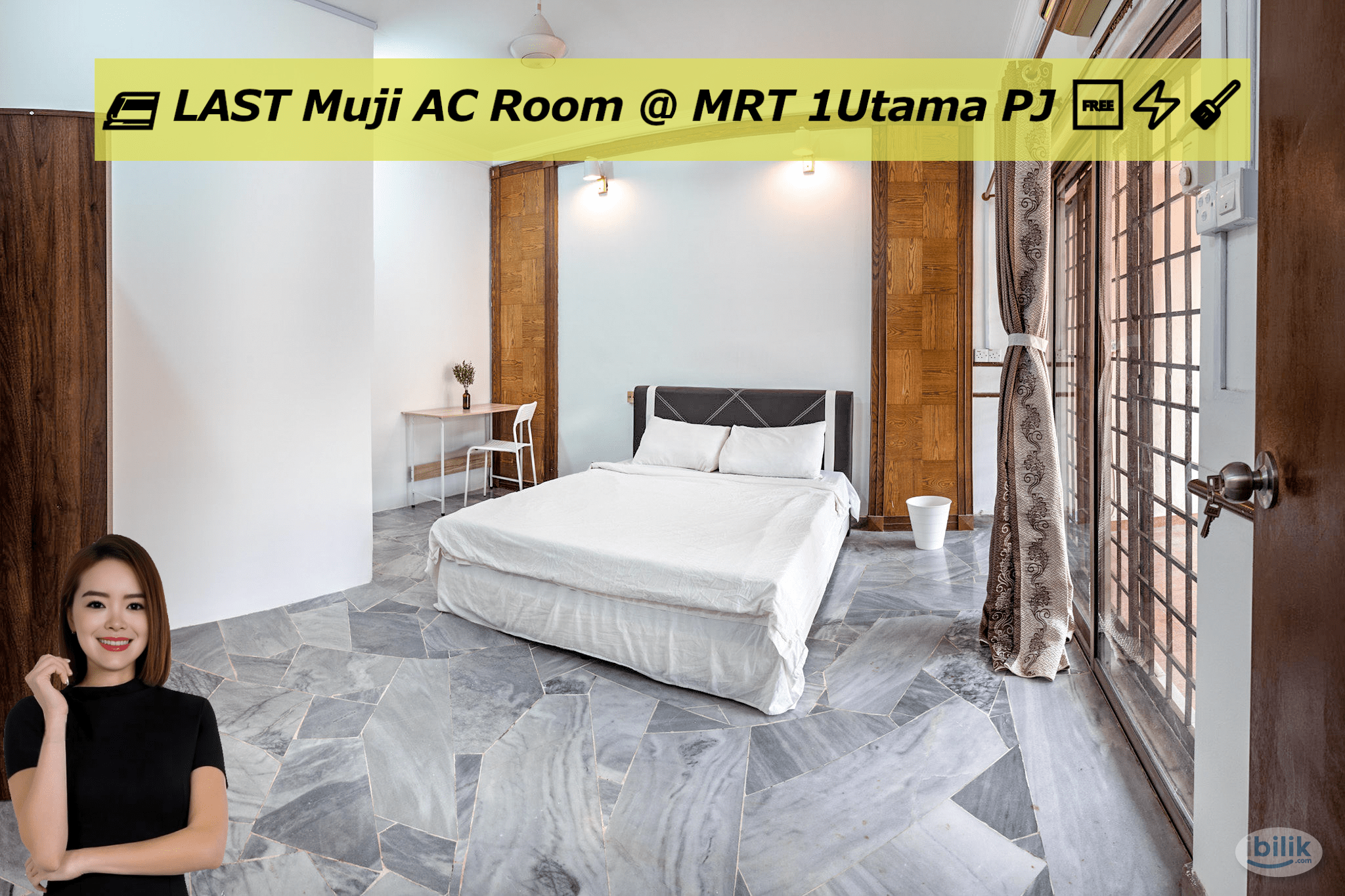 🚅 LAST Muji room @ MRT 1Utama PJ, Damansara, Uptown, SS2, Tropicana, Sunway 🆓⚡🧹 - Image 1