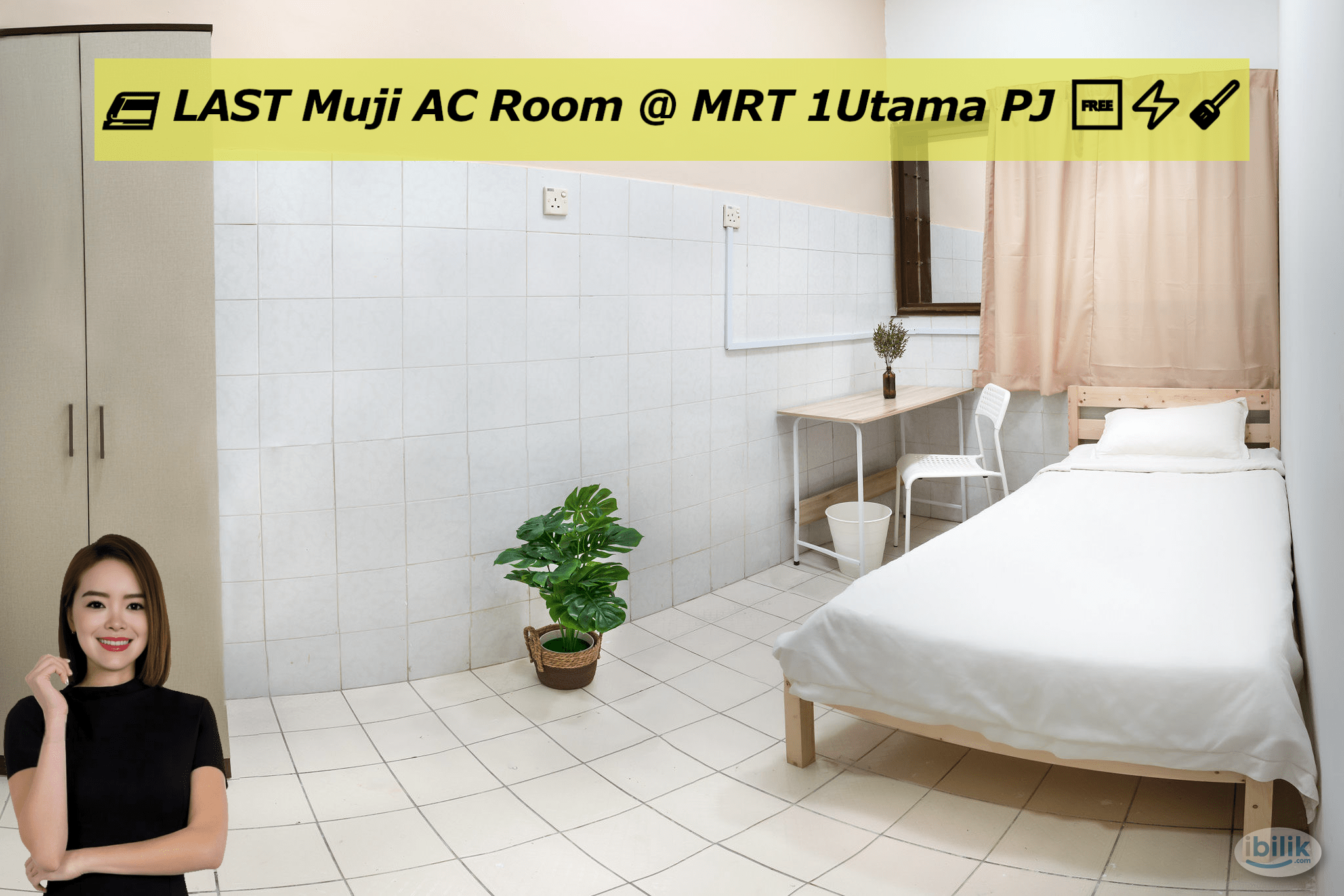 🚅 LAST Muji room @ MRT 1Utama PJ, Damansara, Uptown, SS2, Tropicana, Sunway 🆓⚡🧹 - Image 1